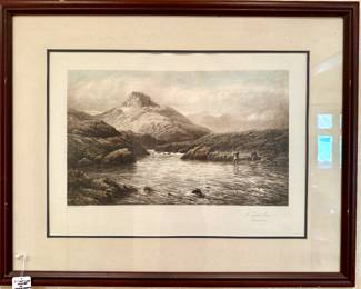 $250.  “A Tight Line”. Painted by Douglas Adams, print.  40” x  31.5”