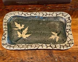 $40.  Leaf ceramic tray. 10”L x 6.5”W x 1”H
