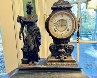 $1200 - Ansonia Clock Company, dated 6/14/81, patented 6/13/82 Cast iron (missing left handle) 19.5 x 8.5 x 22 