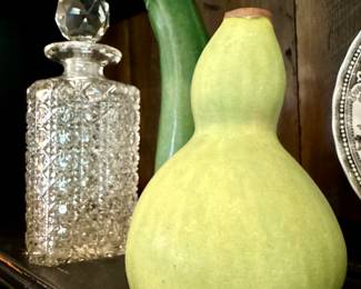 $60, Patricia Garrett, handmade gourd vase; $80 Zucchini pottery (harder to find!) 