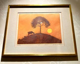 $250.  Artist signed.  “Hilltop”.  17” x 13.5”