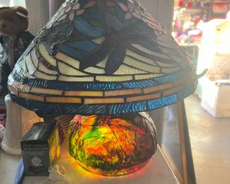 Dragonfly stained glass lamp