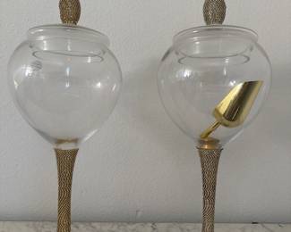 Glam crystal wrapped blown glass candy bowls 