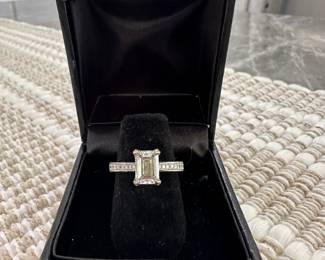 2 carat emerald cut diamond ring with diamond band - NOT LAB GROWN - Authentic diamond 