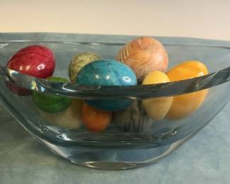 Marble Eggs in Glass Bowl