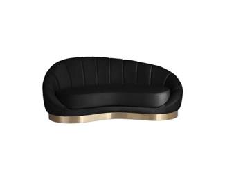 Saldana Black Velvet Sofa