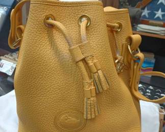 CIP010 Dooney & Bourke Pebble Leather Pebble Grain Yellow Drawstring Purse 