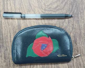 CIP062 - Pierre Pacha Italy Blue Leather Rose Design Wallet 