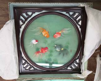 CIP072 - Chinese Dark Cherry Rosewood Wall Decorations, 3 Separate Pieces 