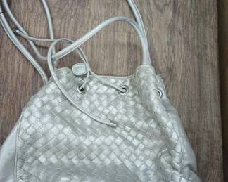 CIP040 - Ganson Grey Drawstring Purse Woven Weave Design
