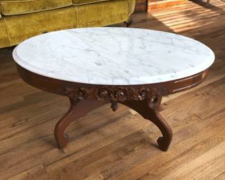 Vintage Eastlake Style Italian Marble Top Coffee Table