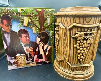 Vintage Faux Wood Grained Ice Bucket With Box
