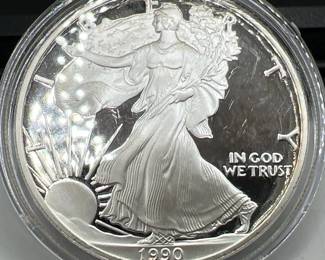 1990-S American Eagle Walking Liberty One Ounce Fine Silver Dollar Proof
