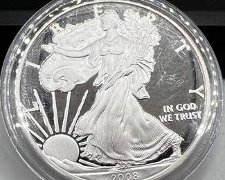 2008-W American Eagle Silver Dollar Proof Coin - 1 Ounce Fine Silver
