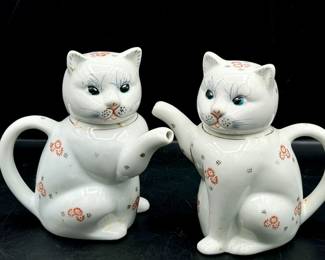 (2) Vintage Chinese Cat Pitchers
