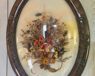Vintage Bubble Glass Dried Flower Wall Art