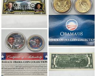 President Obama 24K Gold Plated Coins & Biden-Harris $2 Bill
