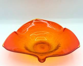 Vintage Amberina Crackle Glass Bowl/Ashtray

