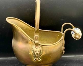 Metal Lion Coal Ash Scuttle Bucket Or Planter Made In Holland With Sticker
