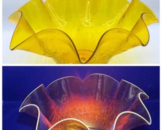 Yellow Crackle Glass Bowl
