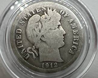 Denver Mint Barber Silver Dime 1912
