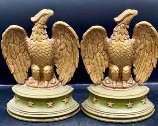 (2) Vintage Cast Iron Sexton American Eagle Bookends
