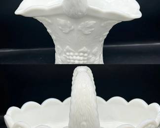 (2) Vintage Westmoreland Milk Glass Grape Baskets
