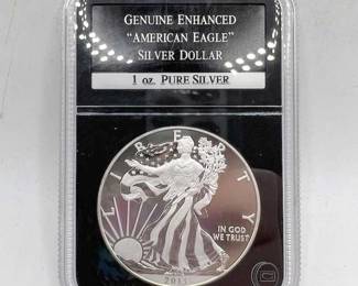 2013-W Proof One Ounce Pure Silver Enhanced Uncirculated American Eagle Silver Dollar

