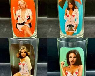 (4) Sip-n-Strip Vintage Drinking Glasses
