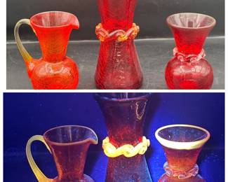 (3) West Virginia Crackle Glass Pieces
