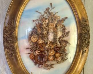 Vintage Bubble Glass Dried Flower Wall Art