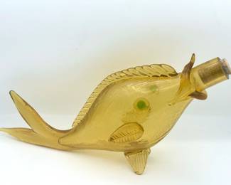 MCM Blenko Orvieto Glass Fish Shaped Wine Bottle
