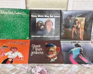 (6) Soundtrack Albums
Partridge Family Christmas Card, American Grafitti soundtrack, Every Which Way But Lose, Great Tear Jerkers, FlashDance, and FootLoose. 
