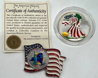 (2) Enhanced American Coins incl. 1oz Fine Silver Liberty Dollar
