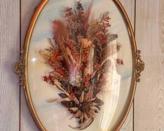 Vintage Bubble Glass Dried Flower Wall Art