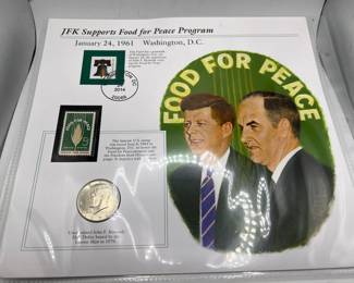 Uncirculated John F. Kennedy Half-Dollar 1970-D & Postage Stamp
