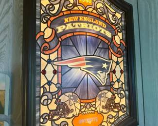 Illuminated Faux Stained Glass Patriots Wall Hanging
