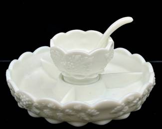 (2) Vintage Westmoreland Milk Glass Condiment Tray
