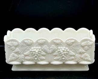 Vintage Westmoreland Milk Glass Grape Planter With Scalloped Edge
