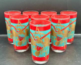 (8) Cera Eagle E Pluribus Unum Highball Drinking Glasses
