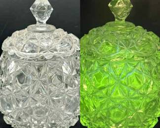 Antique Star & Hobnail Biscuit Jar
