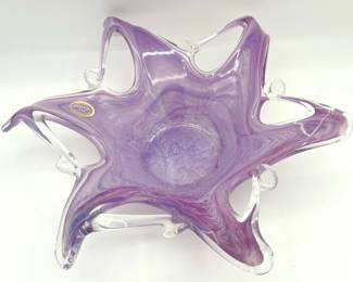 Murano Lavender Starfish Glass Bowl With Sticker
