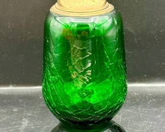 Emerald Crackle Glass Vintage Lighter
