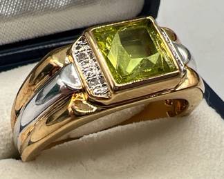 Gold Plated Mens Ring with Diamond Accents
