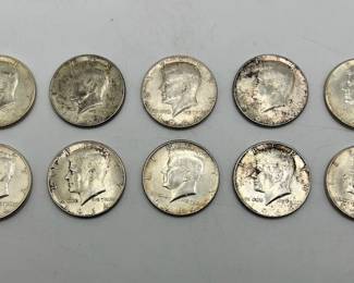 (10) 1964 Silver Kennedy Half Dollar Coins
