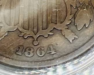 1864 Large Motto Two Cent Piece
