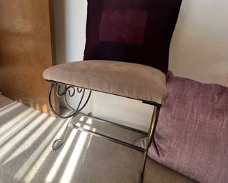 Padded wrought iron bench/stool