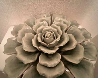 Large ceramic Rose. Can be displayed laying down, or hung on the wall!