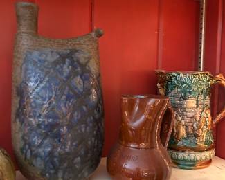 Antique, Frie Onnaing Majolica Pitcher #714 Made in France 