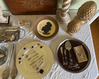 Sterling Silver and Formica MCM tray by Revere. Candlelight silver, by Florence the Magnificent hostess set of utensils. 